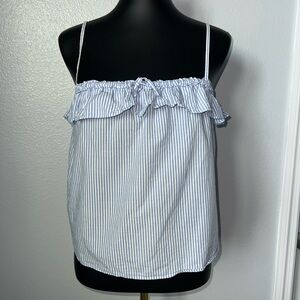 J. Crew Light Blue and White Striped Ruffle Cami Pajama Top